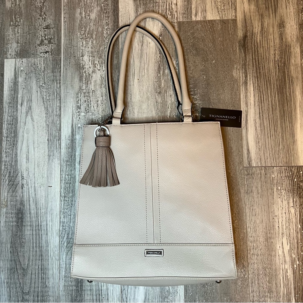 Tignanello Tassel Purse in Sand/Taupe
